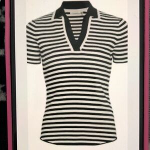 New Elie Tahari the Yara Striped Ribbed Knit Sweater Top blouse